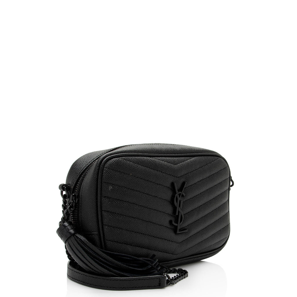 Saint Laurent Matelasse Grain de Poudre Monogram Lou Mini Camera Bag (SHF-CGmBSW)