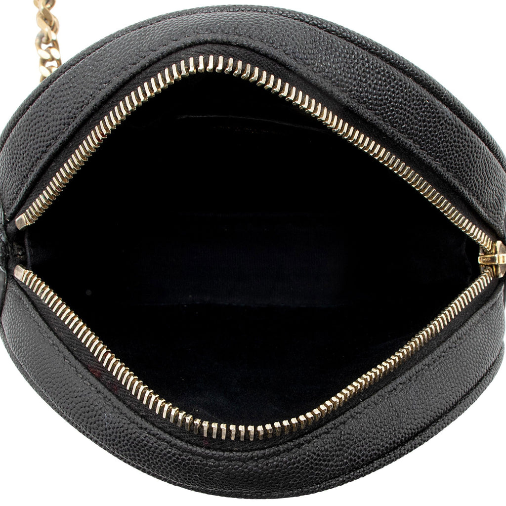 Saint Laurent Matelasse Grain de Poudre Monogram Vinyle Round Camera Bag - FINAL SALE