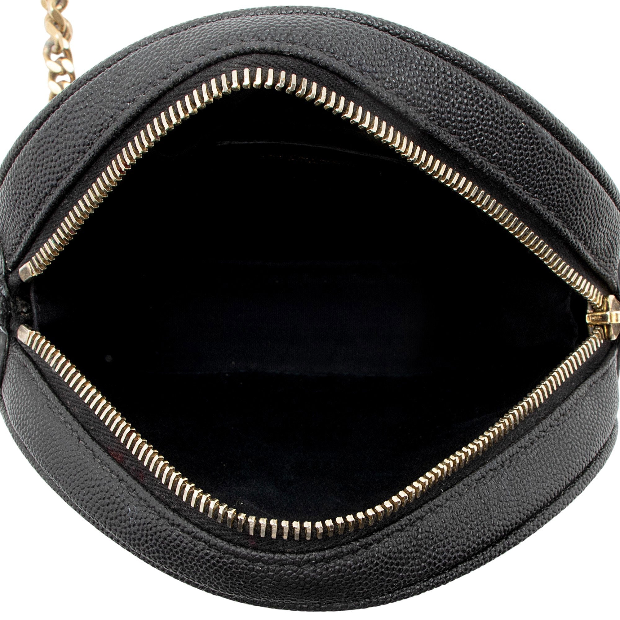 Saint Laurent Matelasse Grain de Poudre Monogram Vinyle Round Camera Bag - FINAL SALE