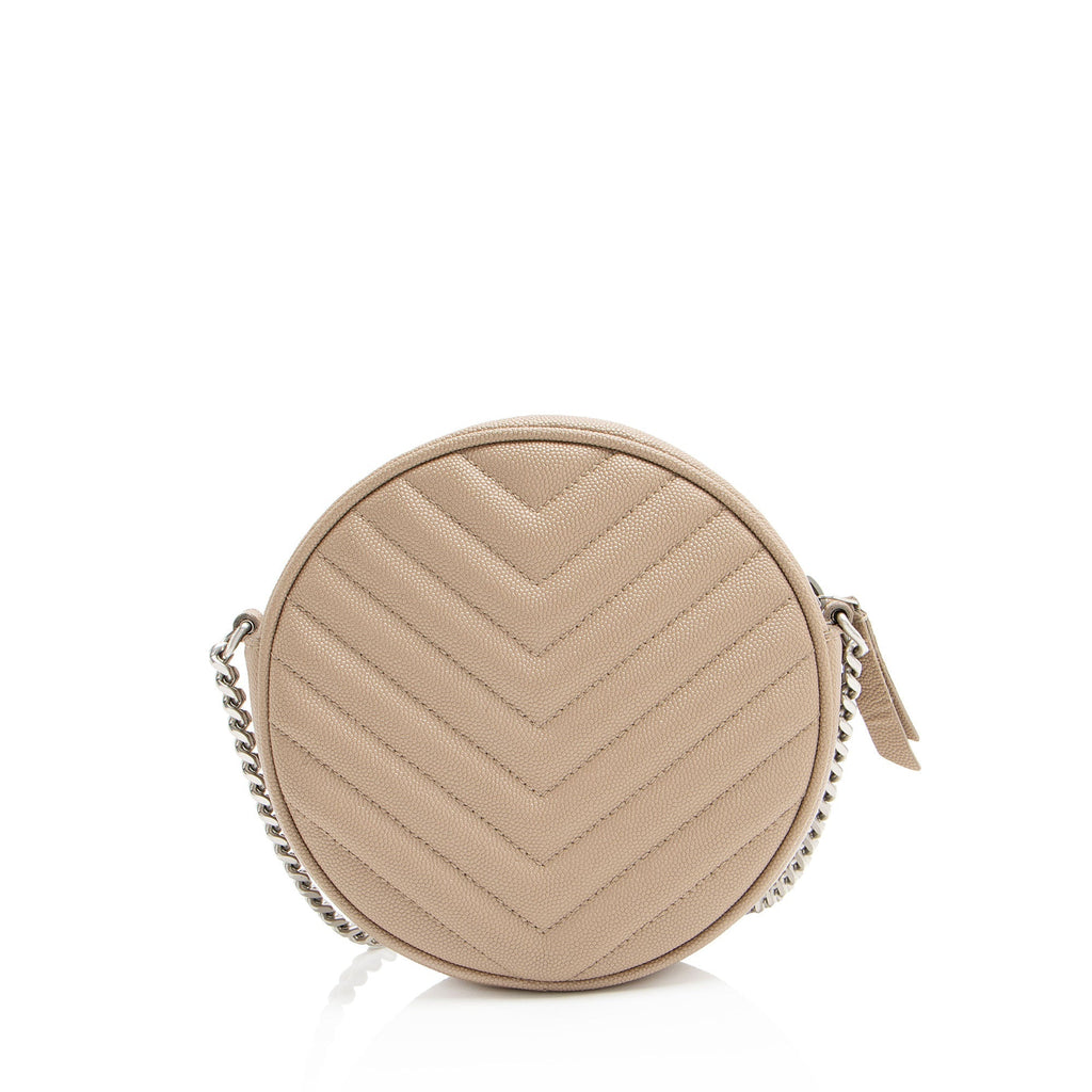Saint Laurent Matelasse Grain de Poudre Monogram Vinyle Round Camera Bag