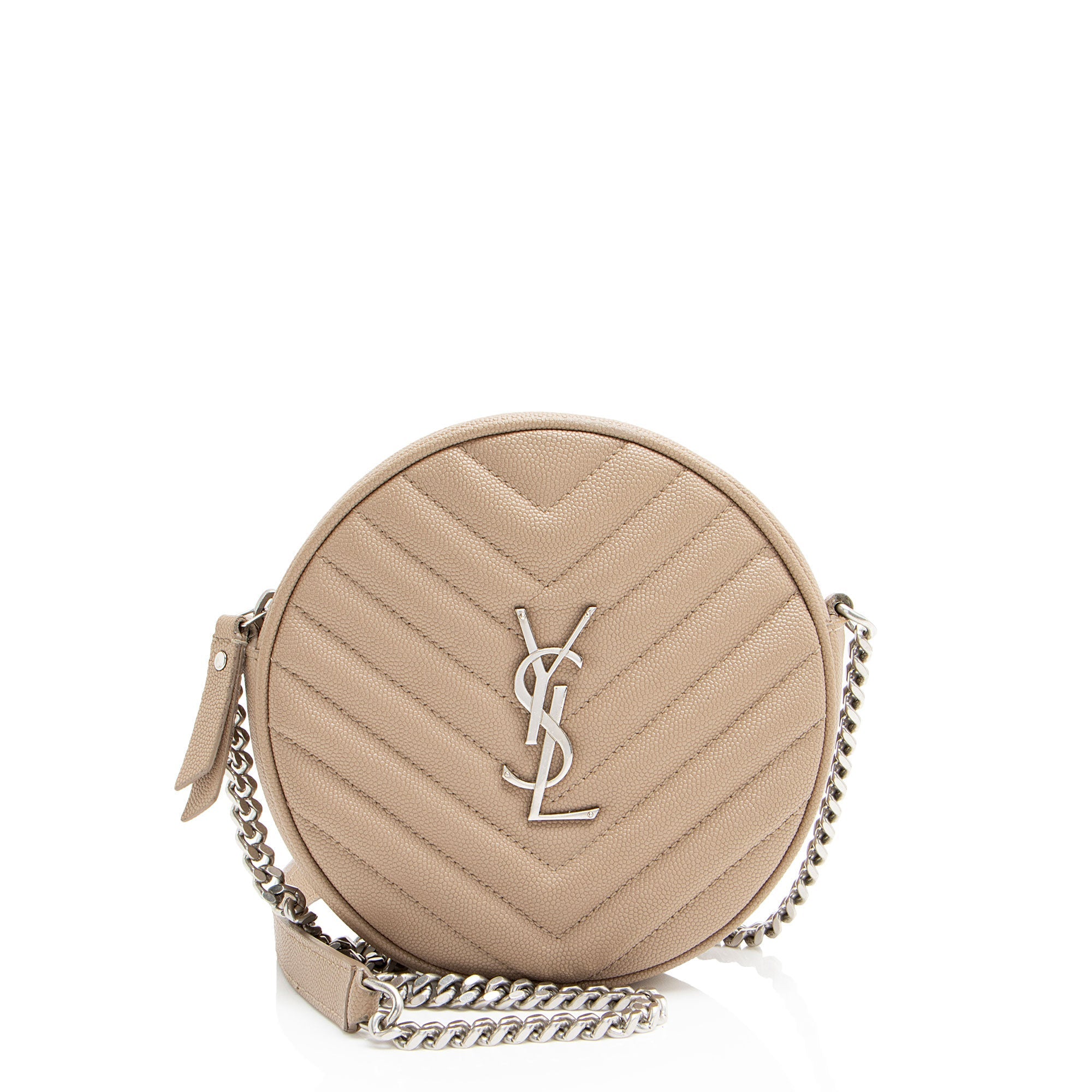 Saint Laurent Matelasse Grain de Poudre Monogram Vinyle Round Camera Bag