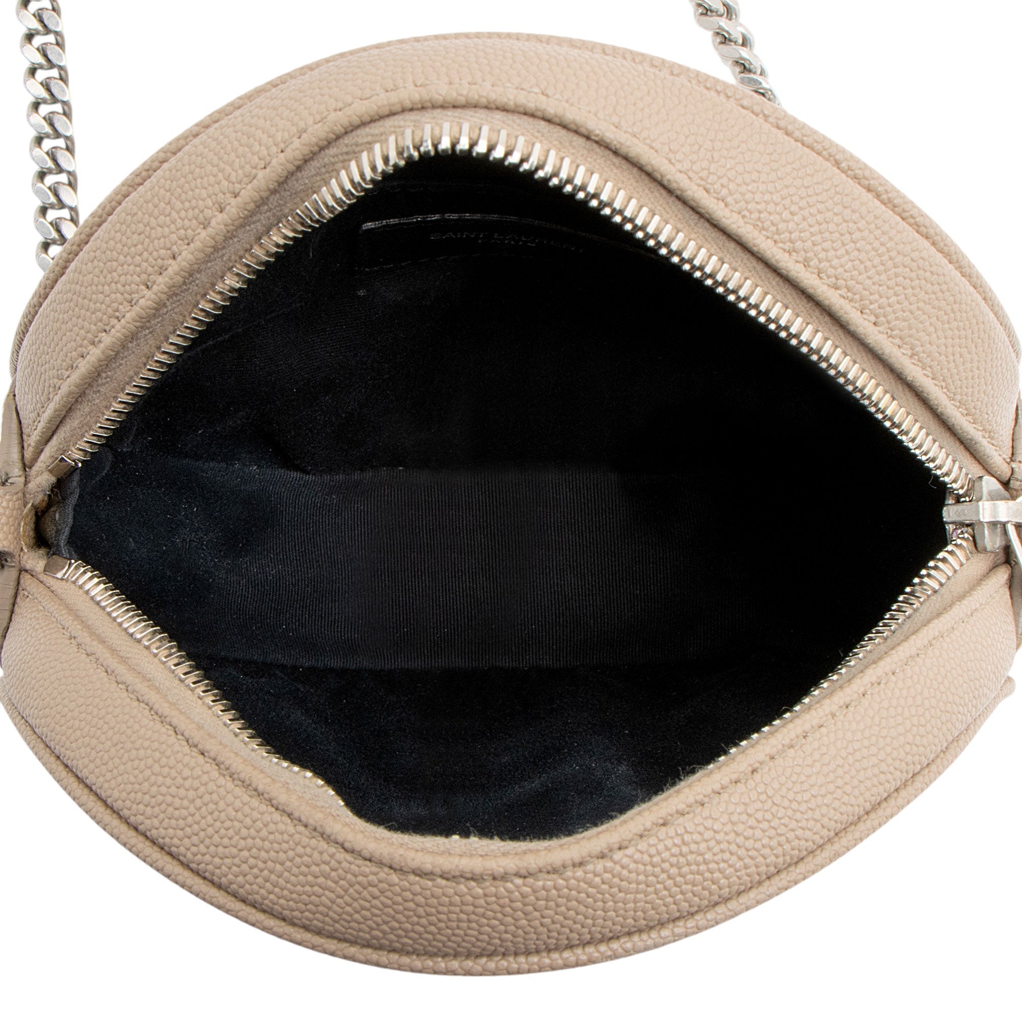 Saint Laurent Matelasse Grain de Poudre Monogram Vinyle Round Camera Bag