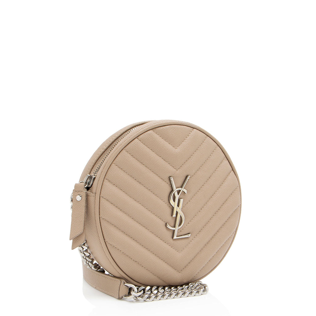 Saint Laurent Matelasse Grain de Poudre Monogram Vinyle Round Camera Bag