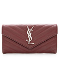 Saint Laurent Matelasse Grain de Poudre Monogram Wallet (SHF-18247)