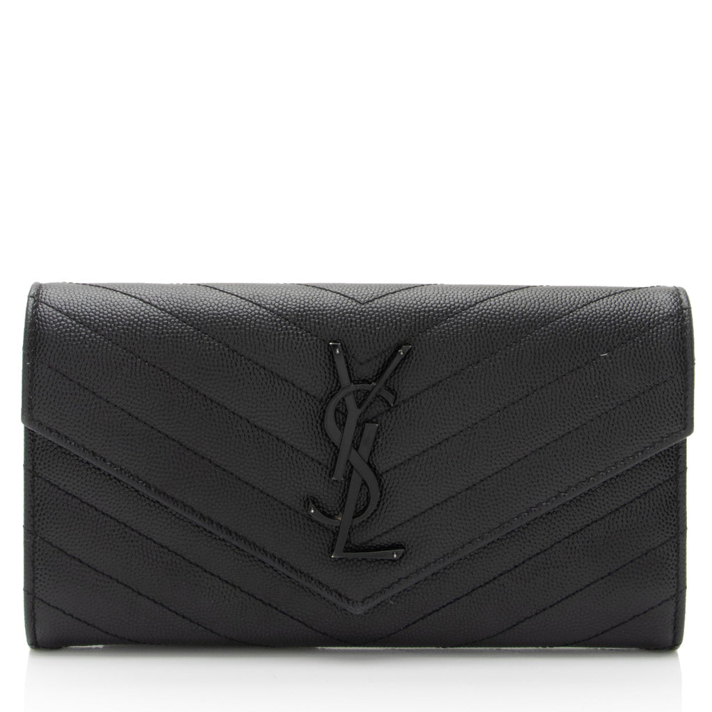 Saint Laurent Matelasse Grain de Poudre Monogram Wallet (SHF-XsSTMO)