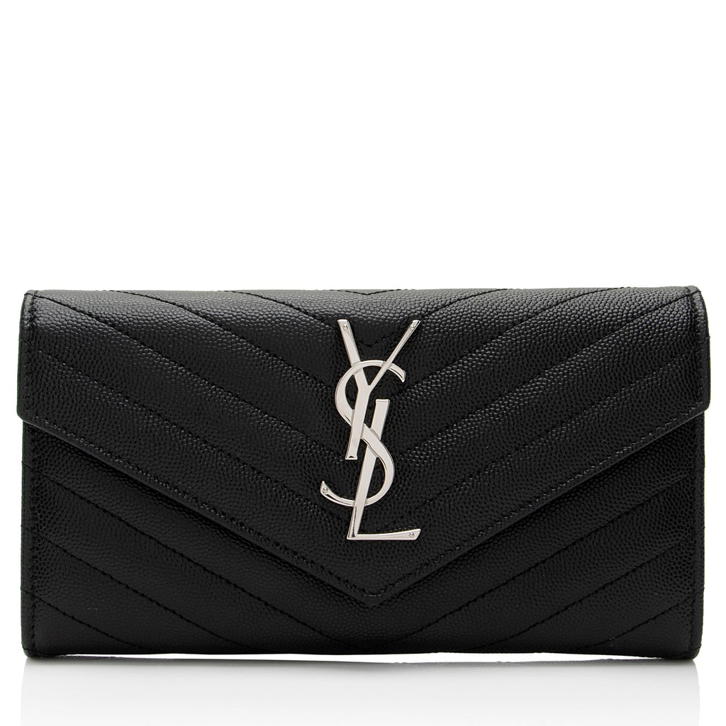 Saint Laurent Matelasse Grain de Poudre Monogram Wallet (SHF-gZz6IY)