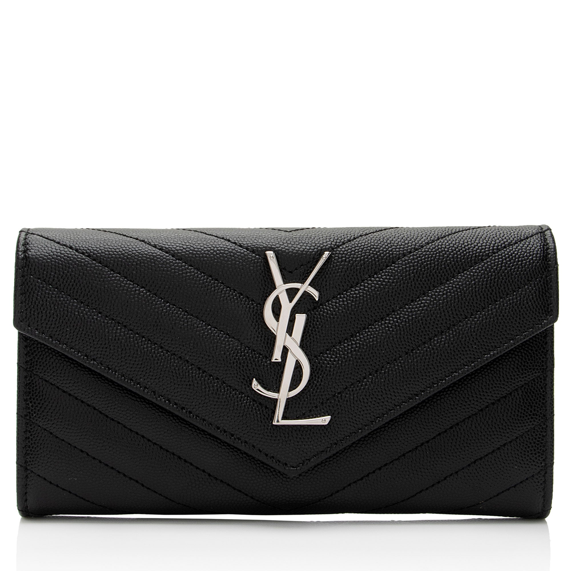 Saint Laurent Matelasse Grain de Poudre Monogram Wallet (SHF-gZz6IY)