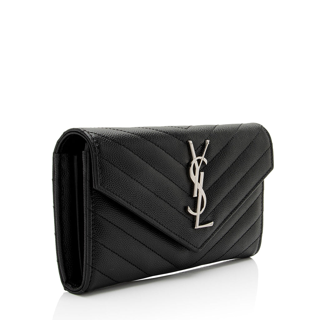 Saint Laurent Matelasse Grain de Poudre Monogram Wallet (SHF-gZz6IY)