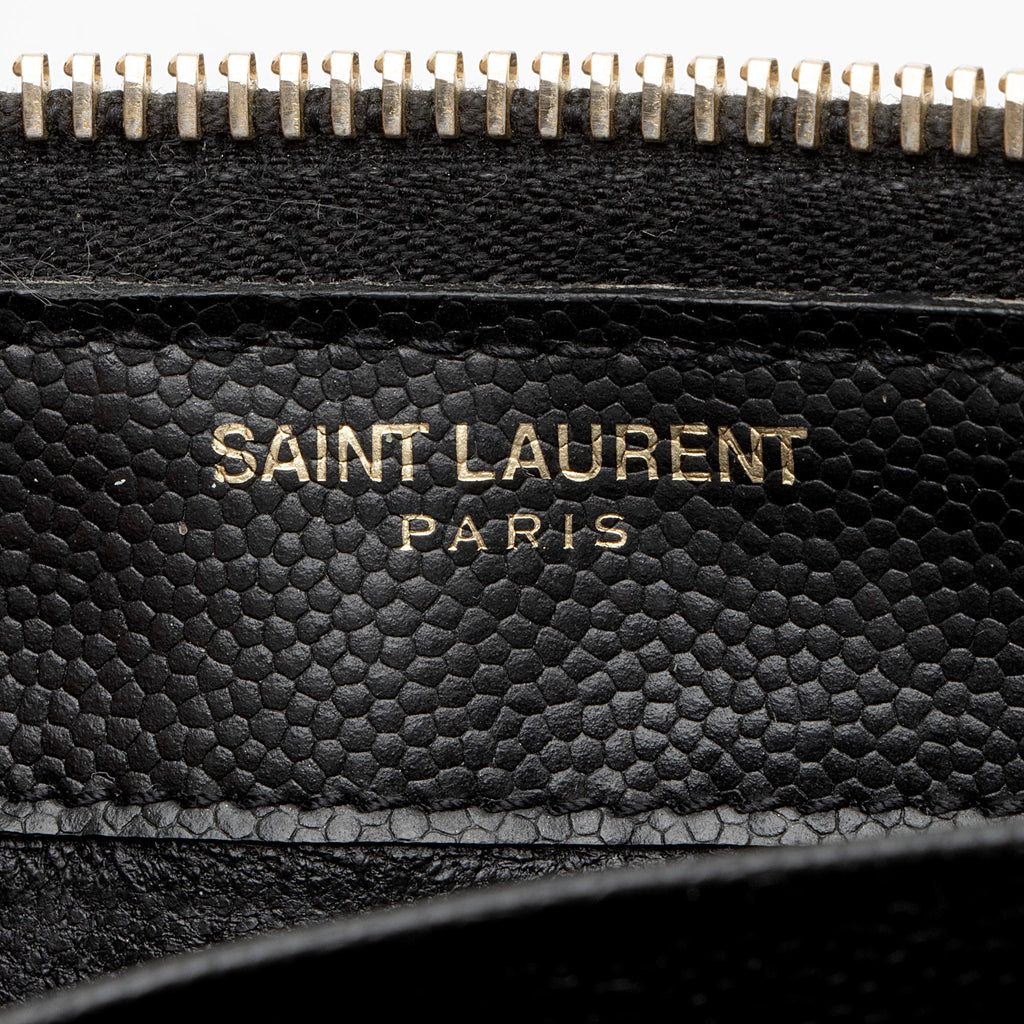 Saint Laurent Matelasse Grain de Poudre Monogram Zip Around Wallet (SHF-wej7UG)