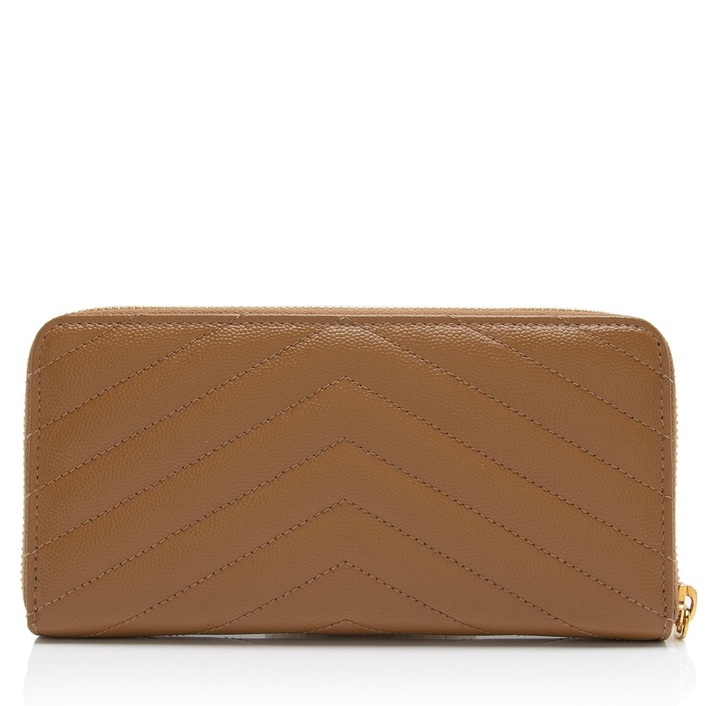 Saint Laurent Matelasse Grain de Poudre Monogram Zip Around Wallet (SHF-ZFHCDK)