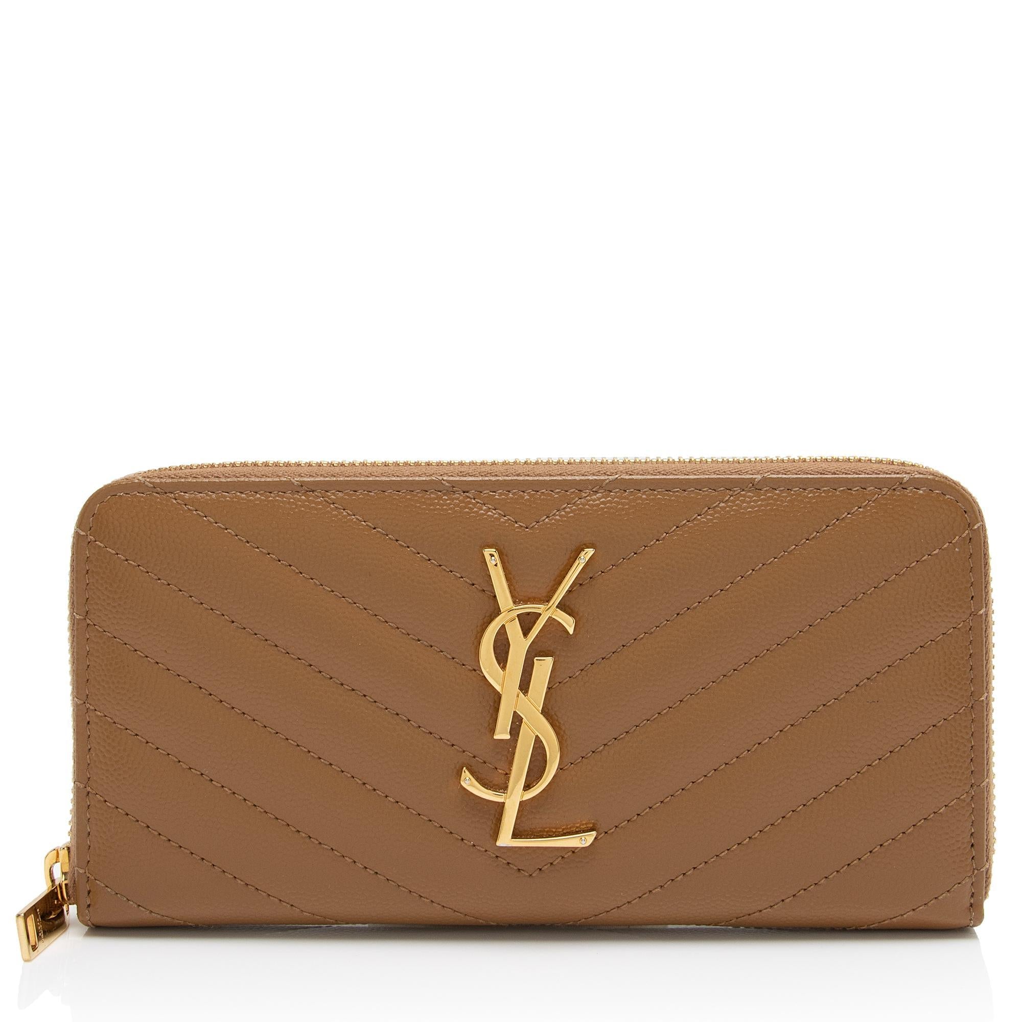 Saint Laurent Matelasse Grain de Poudre Monogram Zip Around Wallet (SHF-ZFHCDK)