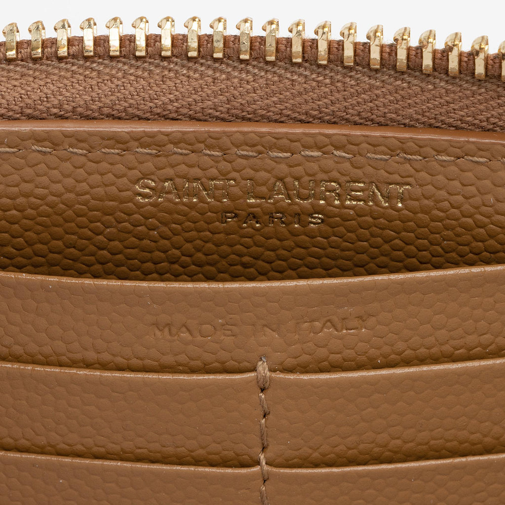 Saint Laurent Matelasse Grain de Poudre Monogram Zip Around Wallet (SHF-ZFHCDK)