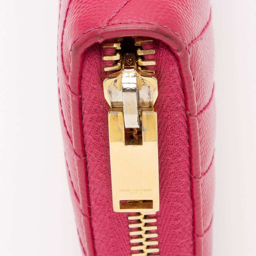 Saint Laurent Matelasse Grain de Poudre Monogram Zip Around Wallet (SHF-xMdHJp)