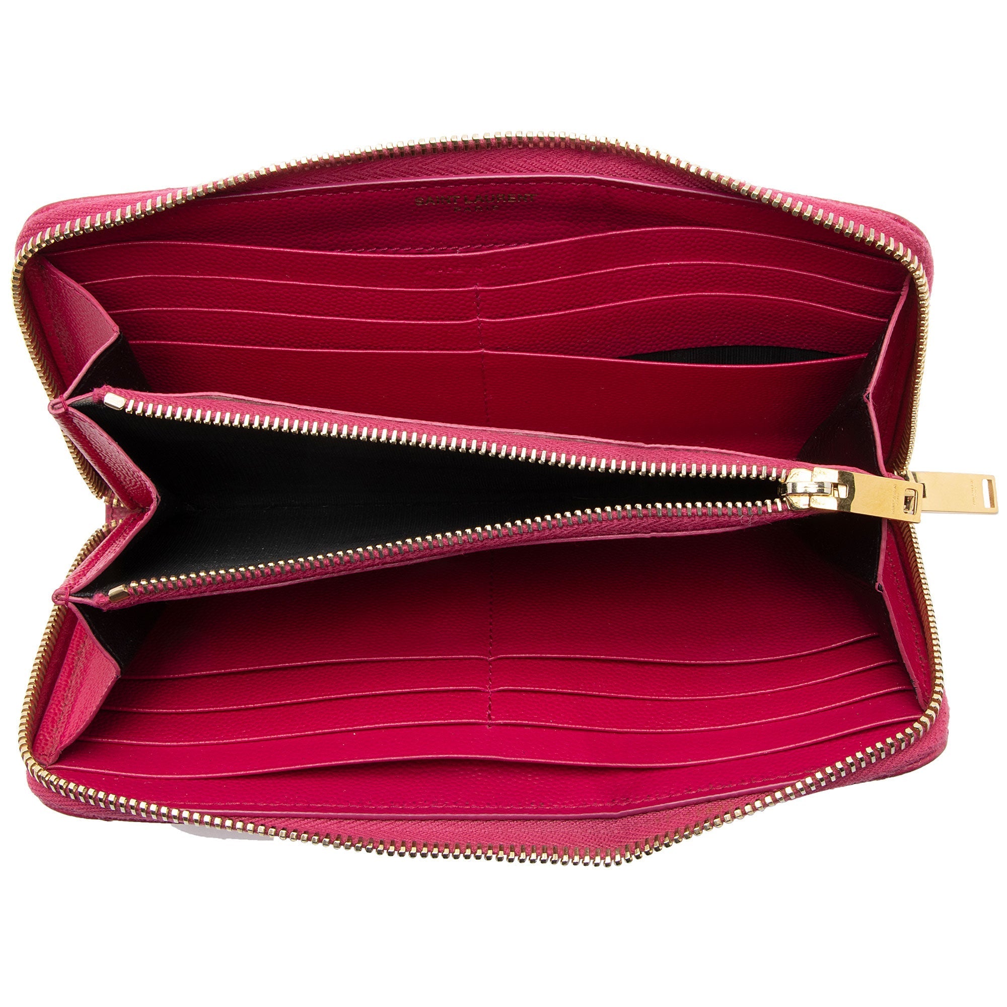 Saint Laurent Matelasse Grain de Poudre Monogram Zip Around Wallet (SHF-xMdHJp)
