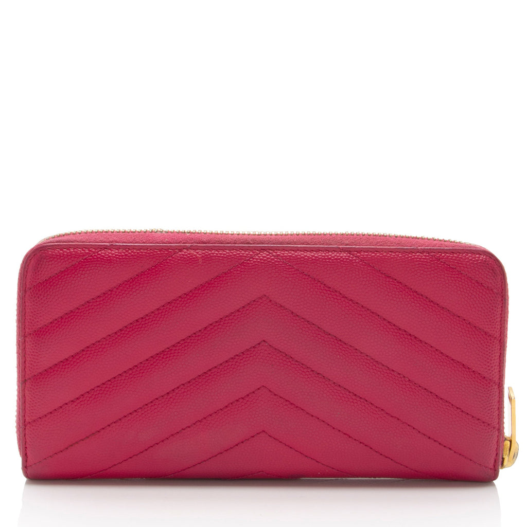 Saint Laurent Matelasse Grain de Poudre Monogram Zip Around Wallet (SHF-hYPXEX)