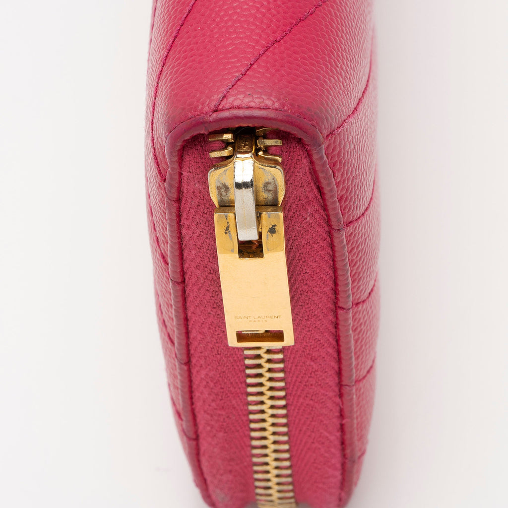 Saint Laurent Matelasse Grain de Poudre Monogram Zip Around Wallet (SHF-hYPXEX)