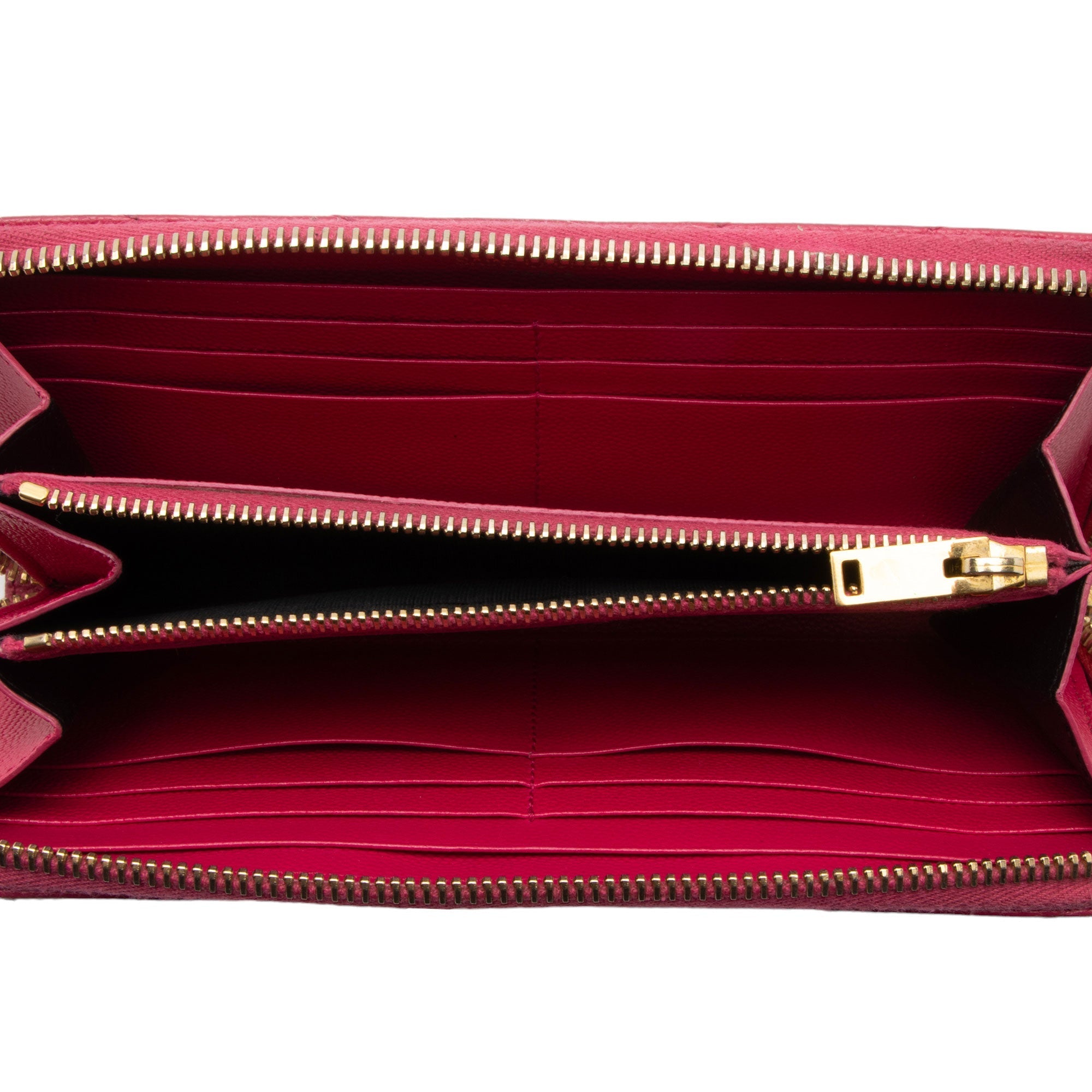 Saint Laurent Matelasse Grain de Poudre Monogram Zip Around Wallet (SHF-hYPXEX)
