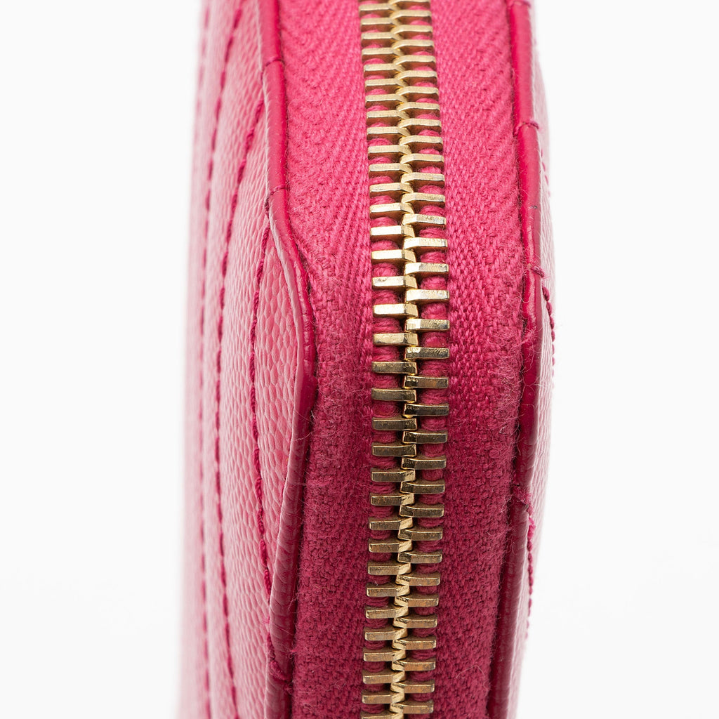 Saint Laurent Matelasse Grain de Poudre Monogram Zip Around Wallet (SHF-ITLdc5)
