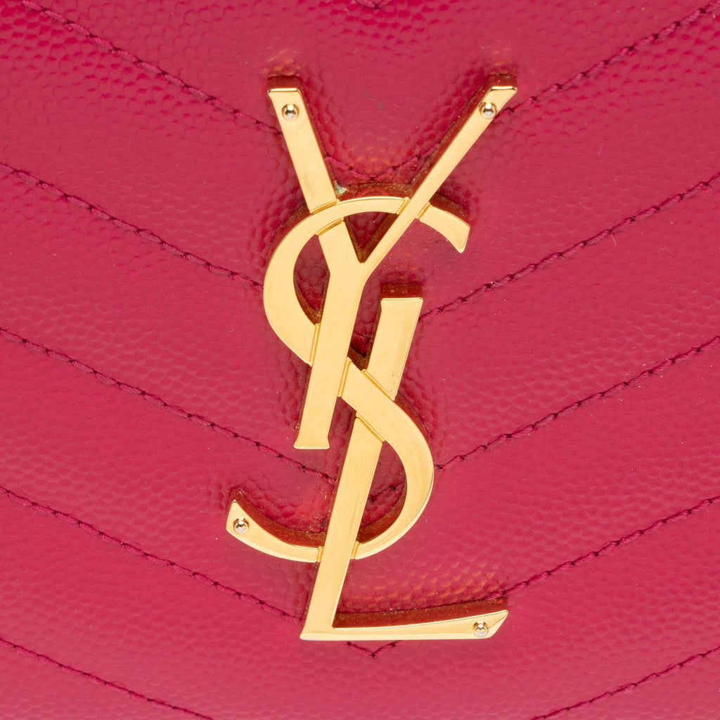 Saint Laurent Matelasse Grain de Poudre Monogram Zip Around Wallet (SHF-ITLdc5)