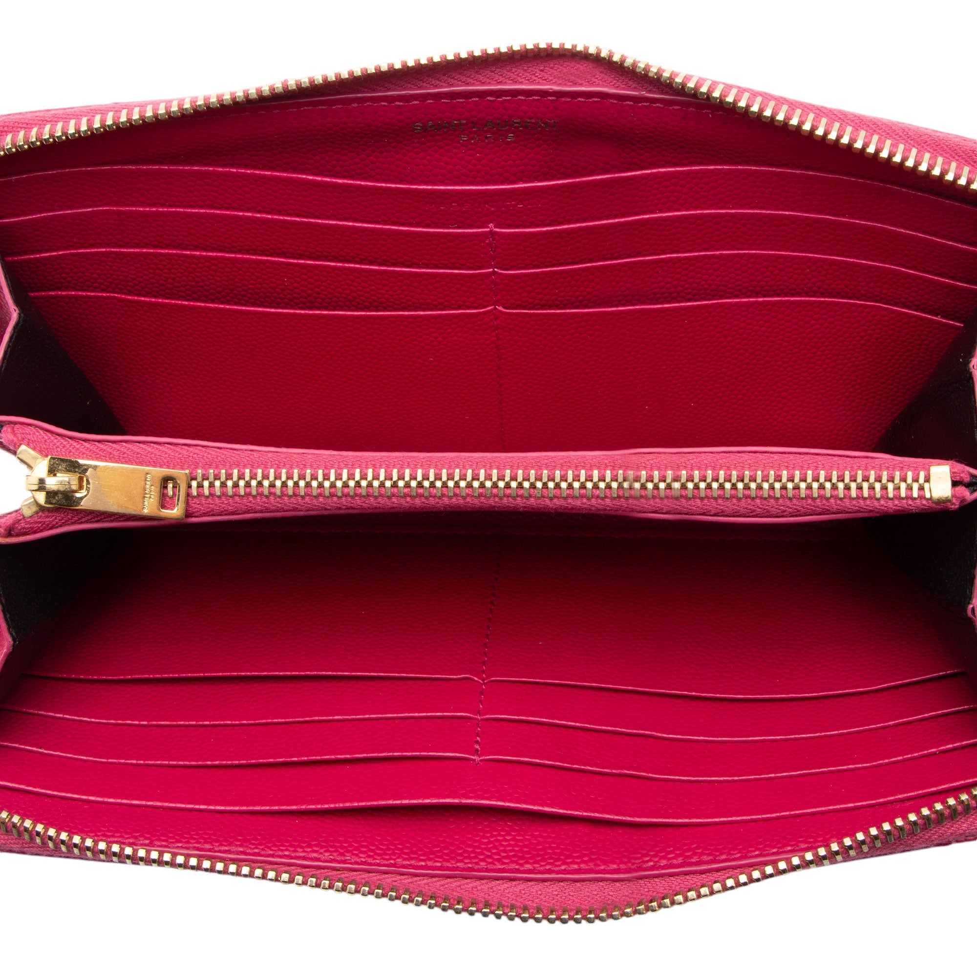 Saint Laurent Matelasse Grain de Poudre Monogram Zip Around Wallet (SHF-ITLdc5)