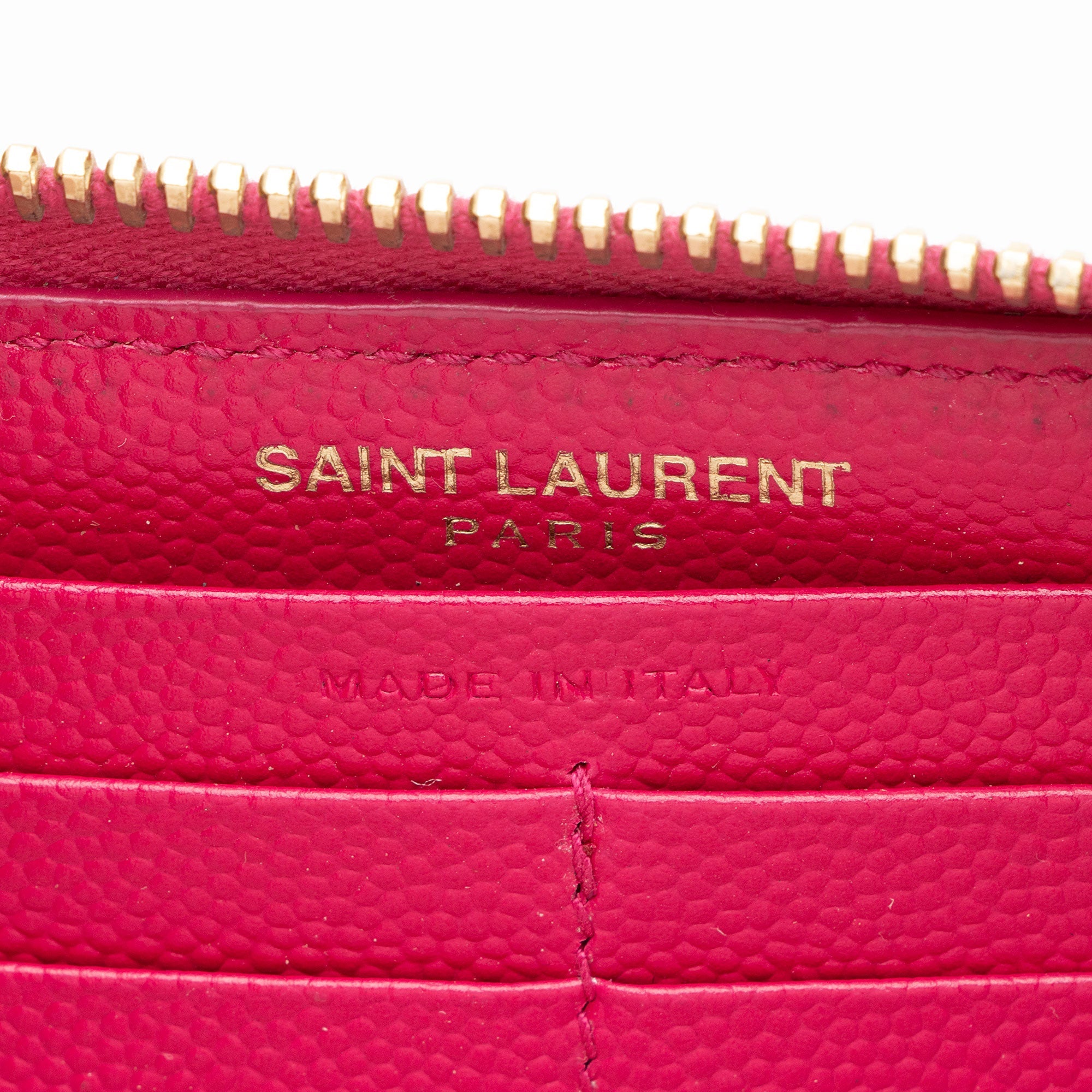 Saint Laurent Matelasse Grain de Poudre Monogram Zip Around Wallet (SHF-ITLdc5)