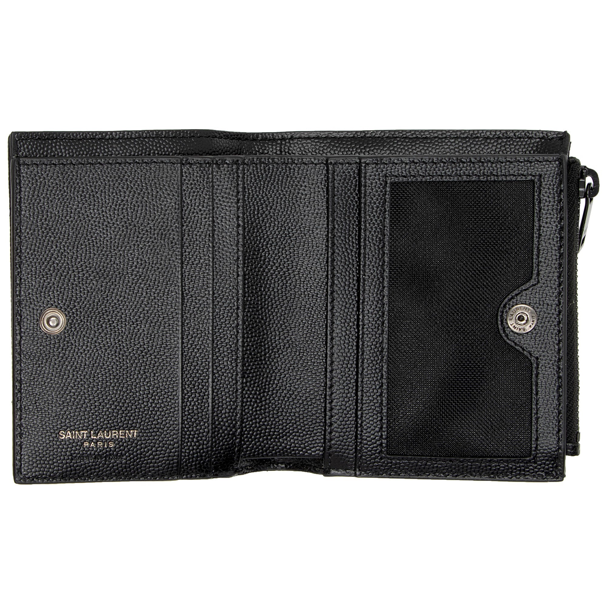 Saint Laurent Matelasse Grain de Poudre Monogram Zipper Card Case (SHF-JO7h9S)