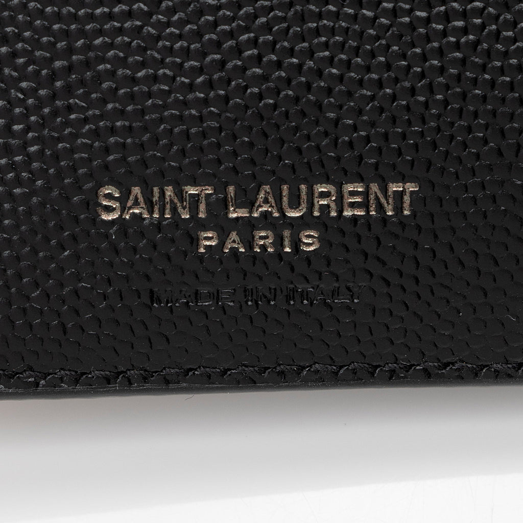 Saint Laurent Matelasse Grain de Poudre Monogram Zipper Card Case (SHF-JO7h9S)