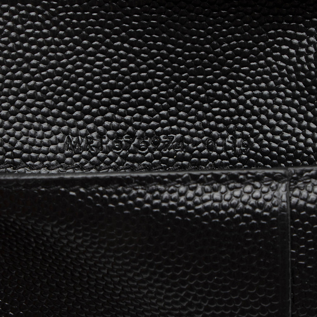 Saint Laurent Matelasse Grain de Poudre Monogram Zipper Card Case (SHF-GrLbE3)