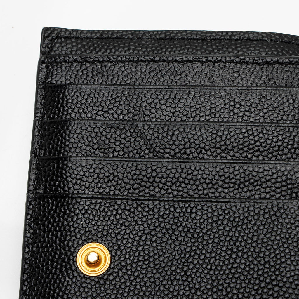 Saint Laurent Matelasse Grain de Poudre Monogram Zipper Card Case (SHF-GrLbE3)