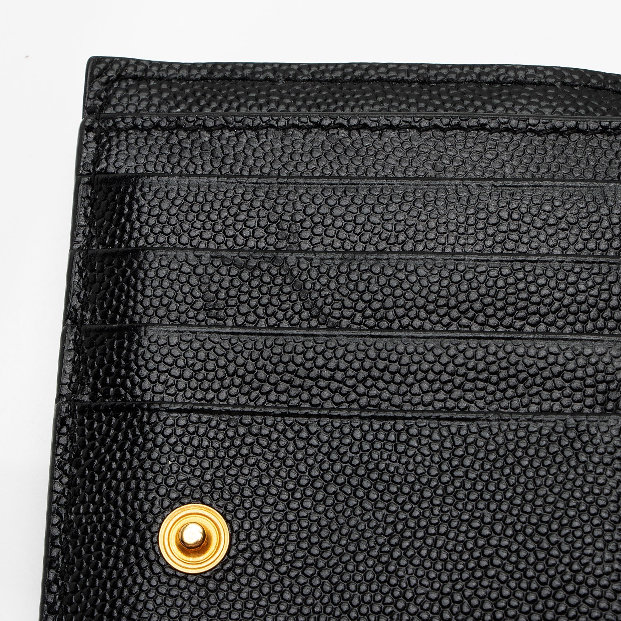 Saint Laurent Matelasse Grain de Poudre Monogram Zipper Card Case (SHF-GrLbE3)
