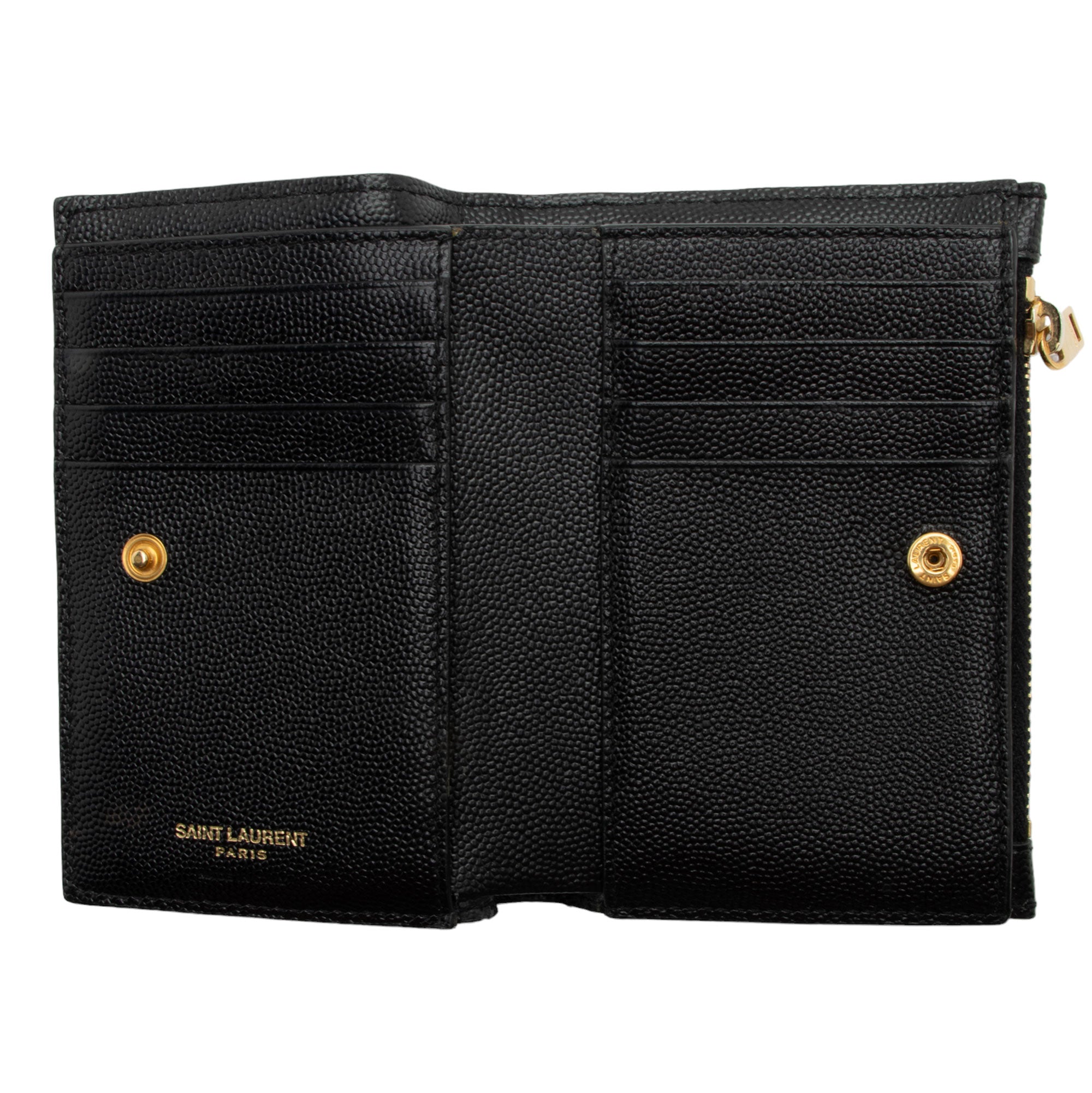 Saint Laurent Matelasse Grain de Poudre Monogram Zipper Card Case (SHF-GrLbE3)