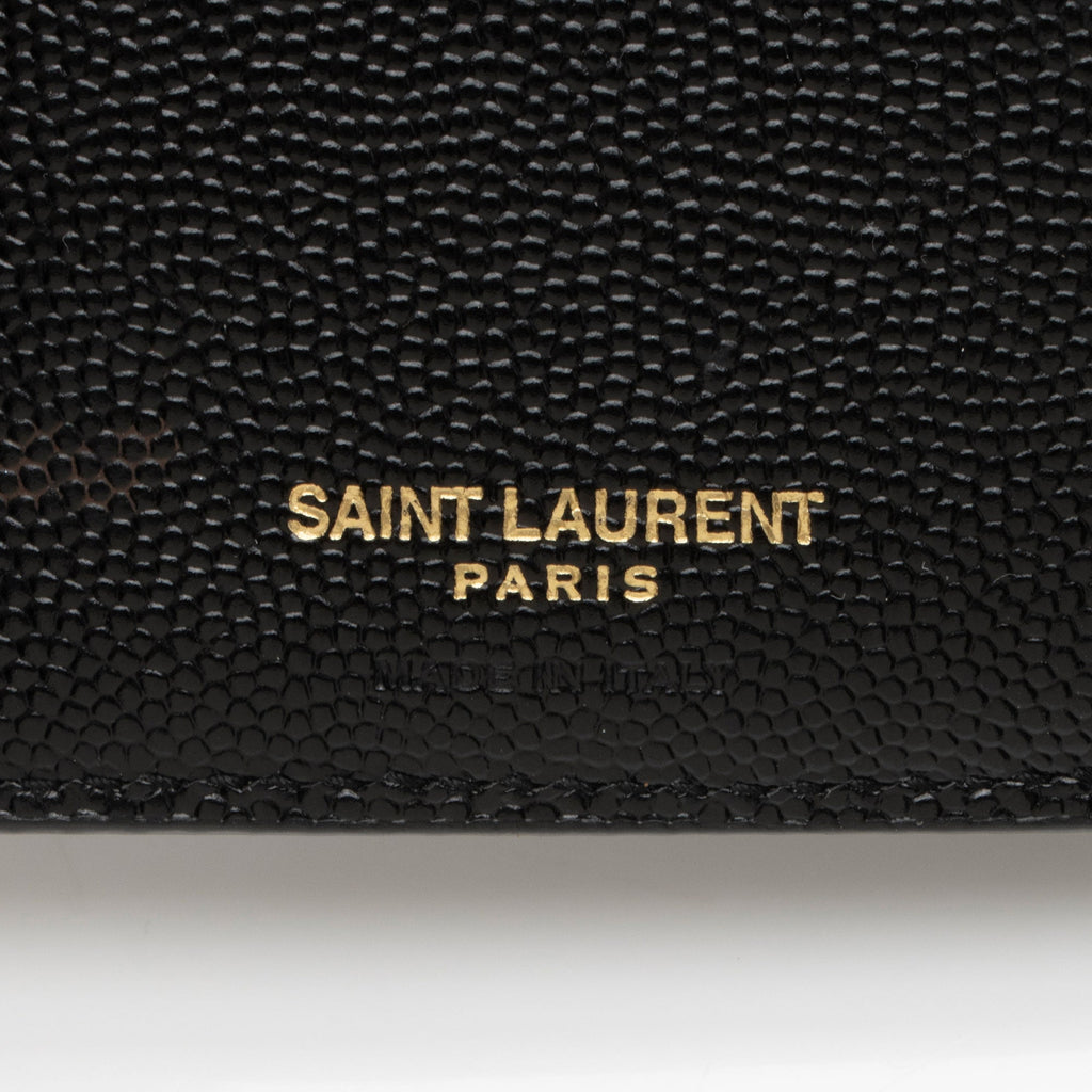 Saint Laurent Matelasse Grain de Poudre Monogram Zipper Card Case (SHF-GrLbE3)
