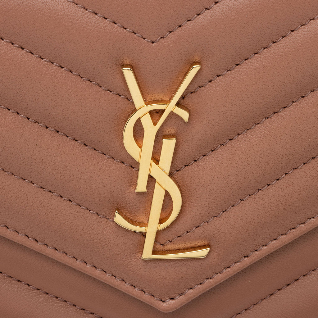 Saint Laurent Matelasse Lambskin Monogram Envelope Chain Wallet