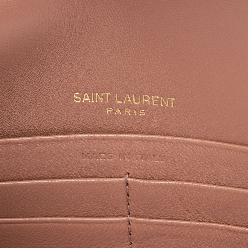 Saint Laurent Matelasse Lambskin Monogram Envelope Chain Wallet