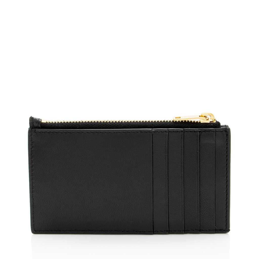 Saint Laurent Matelasse Lambskin Monogram Fragments Zipper Card Case