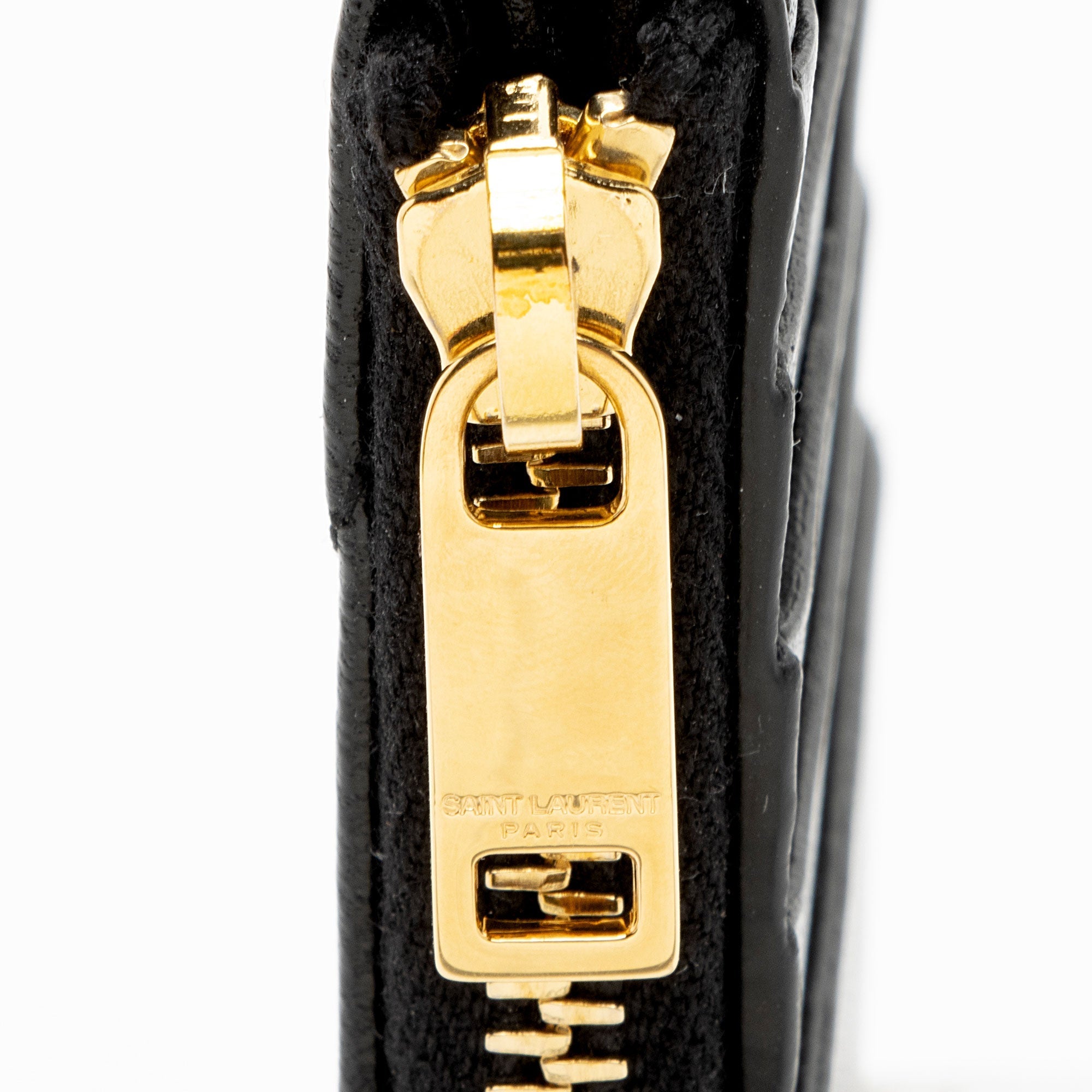 Saint Laurent Matelasse Lambskin Monogram Fragments Zipper Card Case