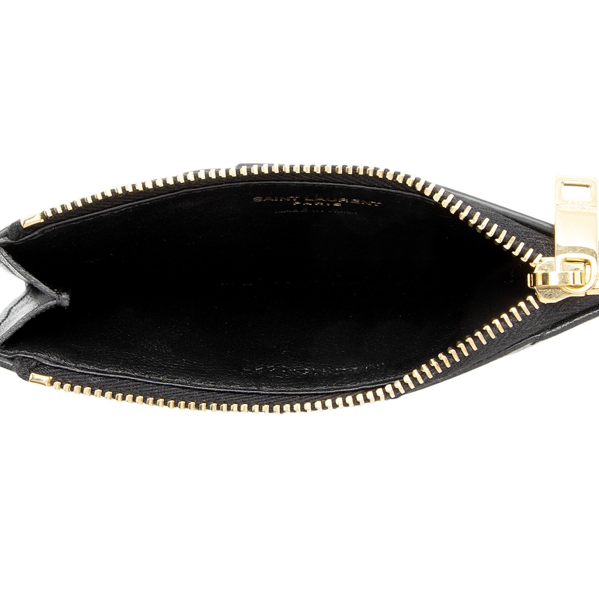 Saint Laurent Matelasse Lambskin Monogram Fragments Zipper Card Case