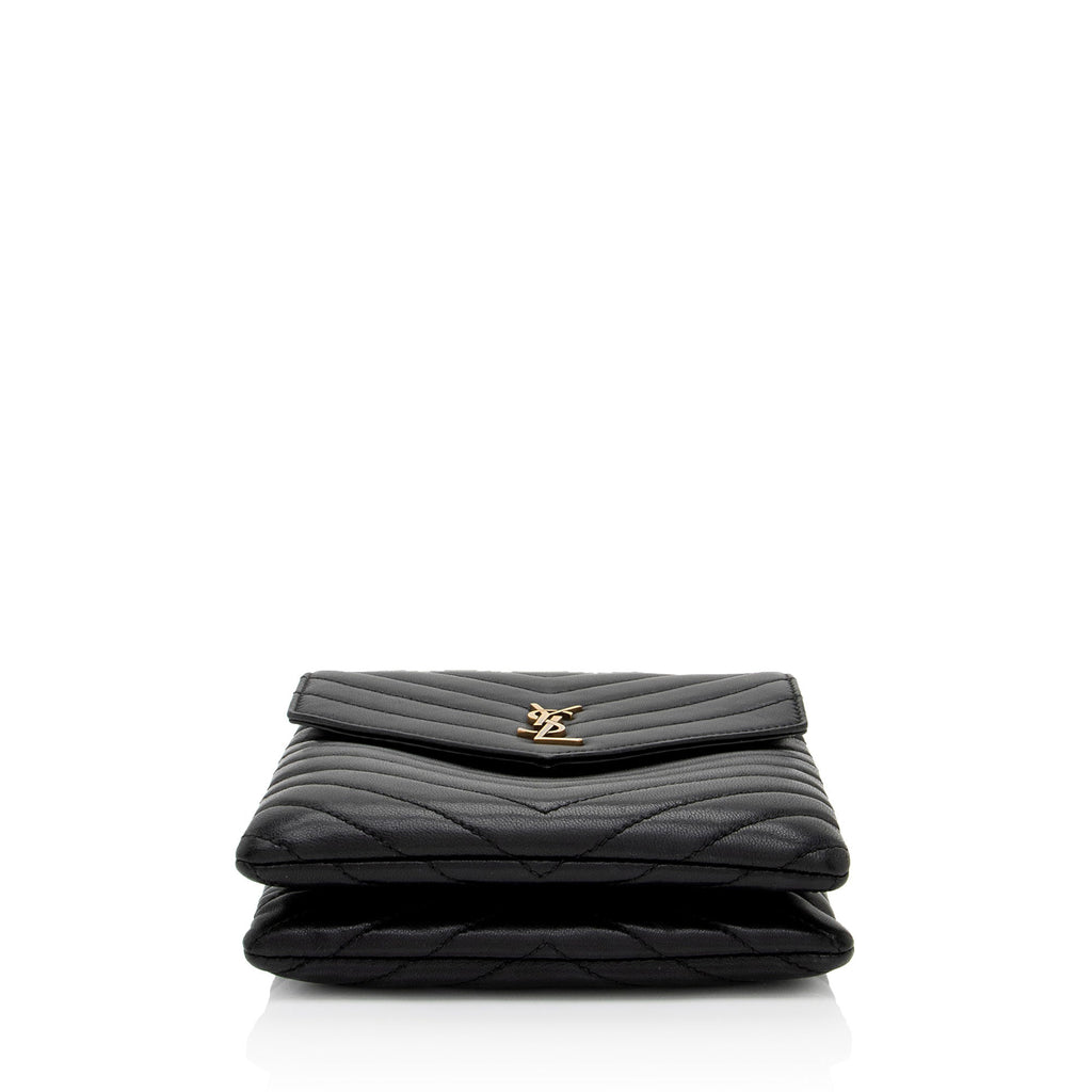 Saint Laurent Matelasse Lambskin Monogram Small Double Flap Bag