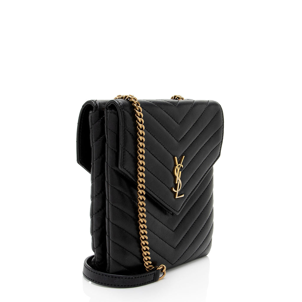 Saint Laurent Matelasse Lambskin Monogram Small Double Flap Bag