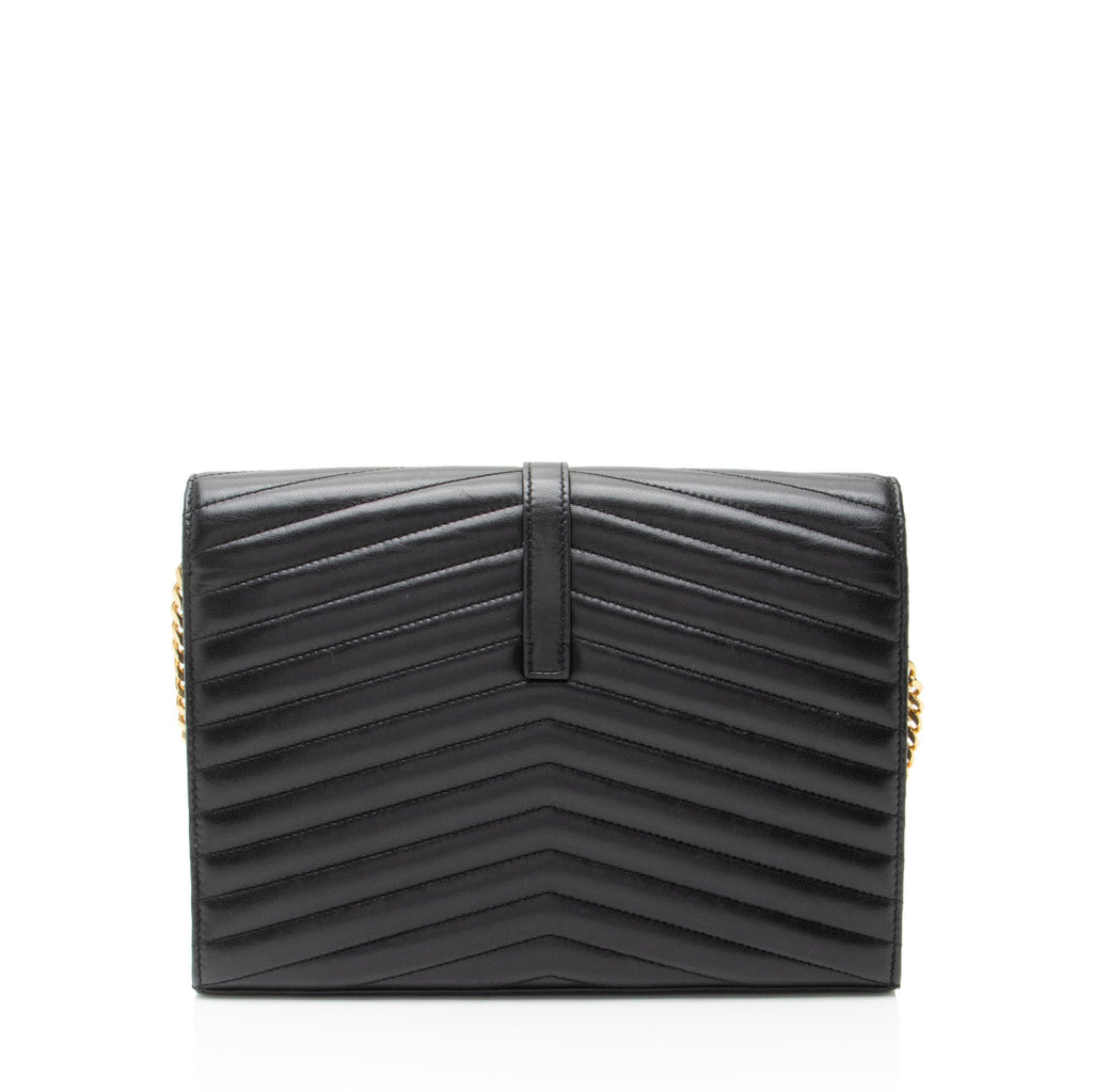 Saint Laurent Matelasse Lambskin Monogram Sulpice Chain Wallet