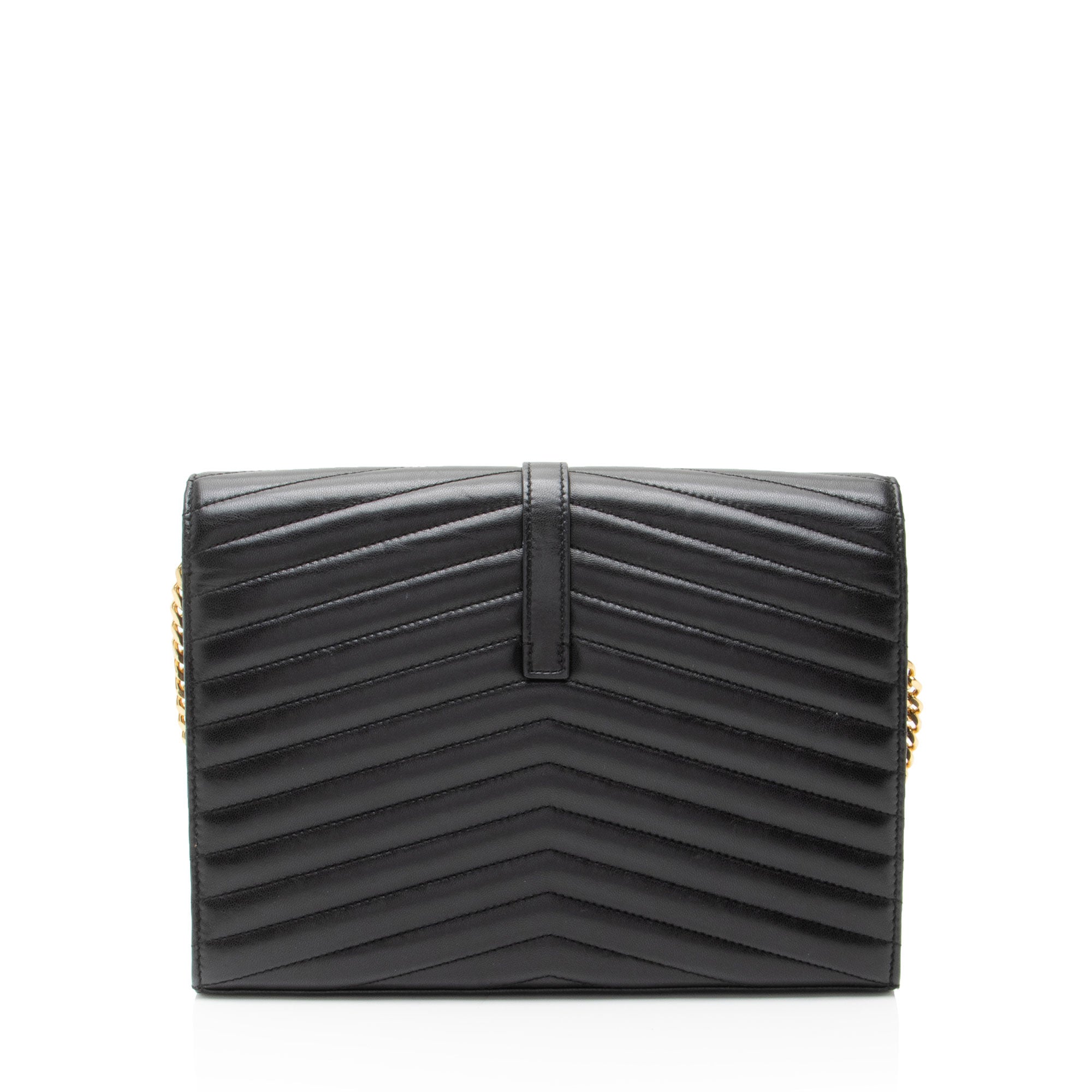 Saint Laurent Matelasse Lambskin Monogram Sulpice Chain Wallet