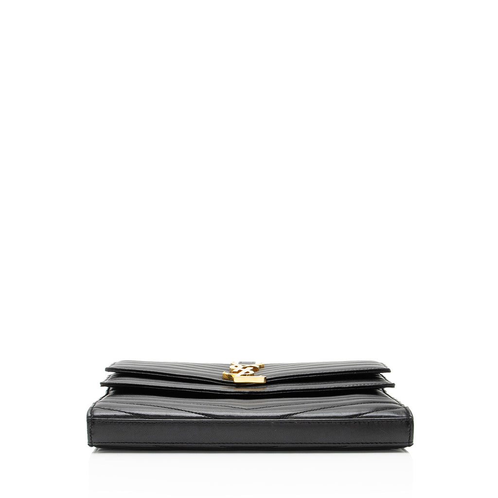 Saint Laurent Matelasse Lambskin Monogram Sulpice Chain Wallet
