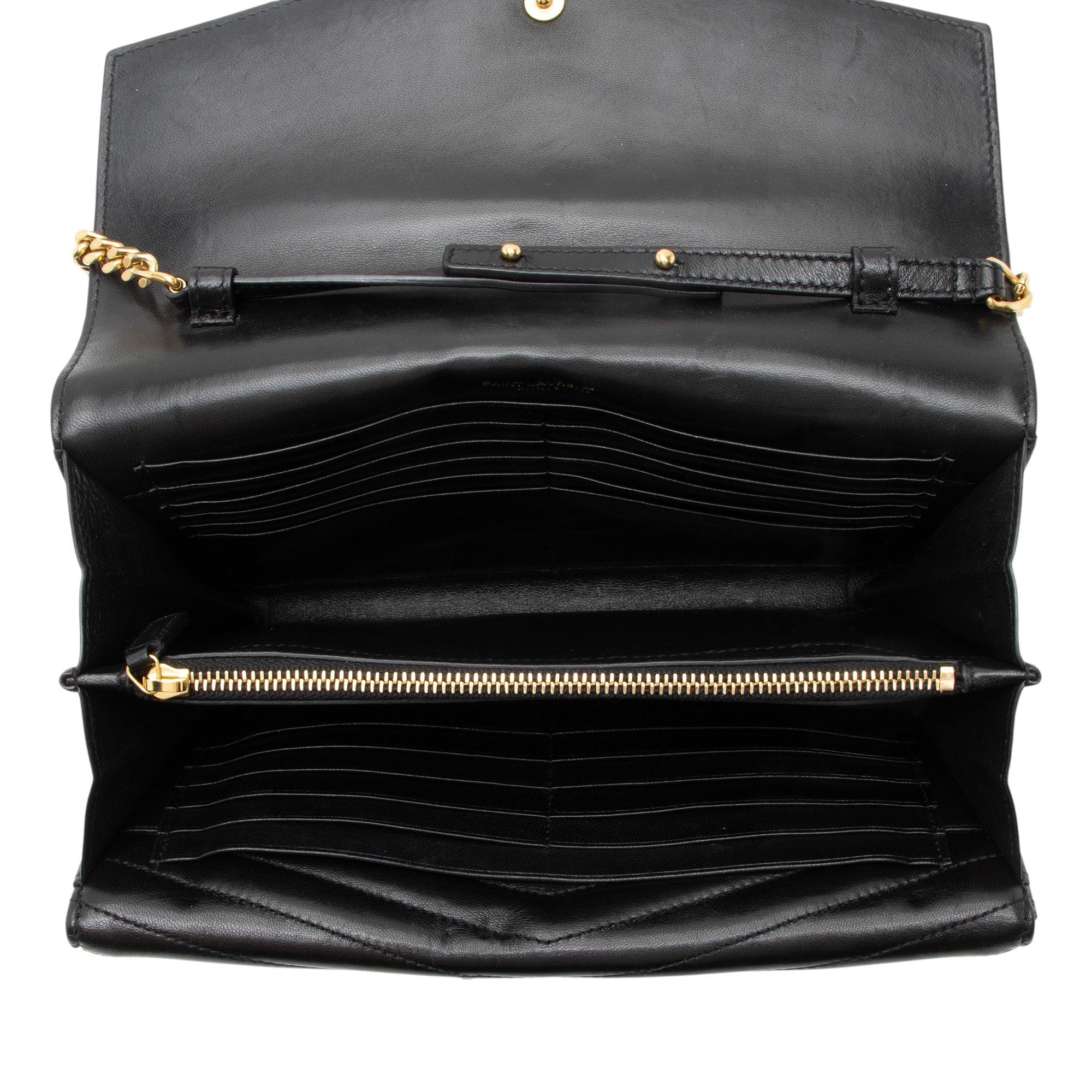 Saint Laurent Matelasse Lambskin Monogram Sulpice Chain Wallet