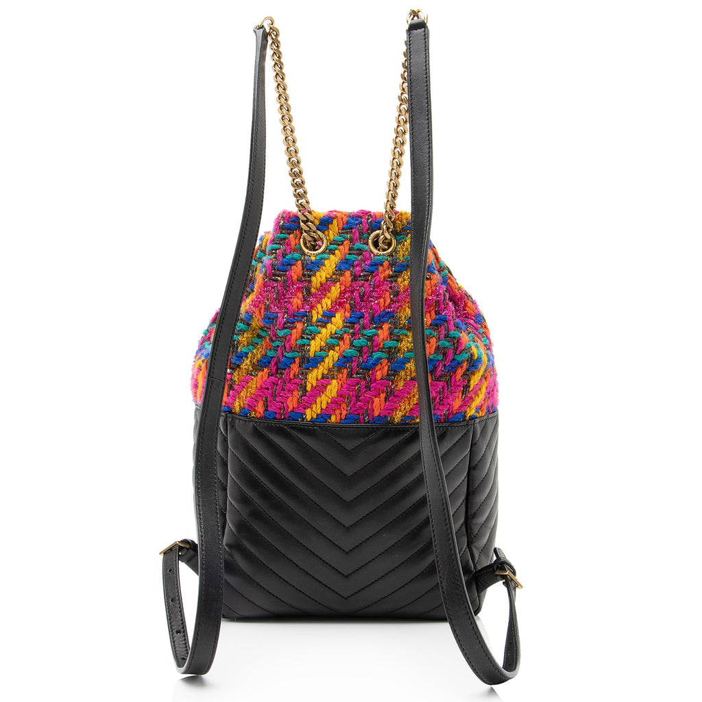Saint Laurent Matelasse Lambskin Tweed Monogram Joe Backpack (SHF-23097)