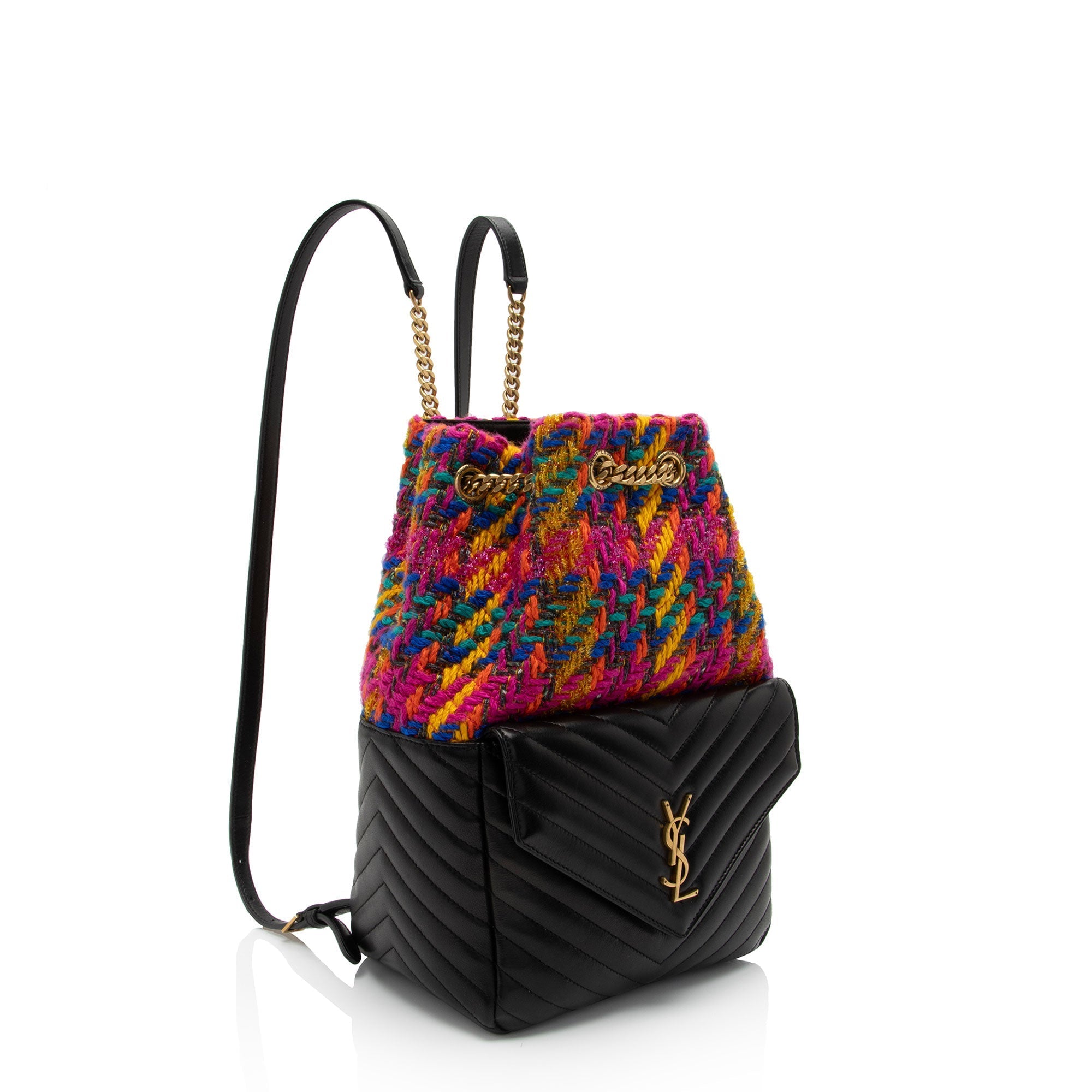 Saint Laurent Matelasse Lambskin Tweed Monogram Joe Backpack (SHF-akbPI0)