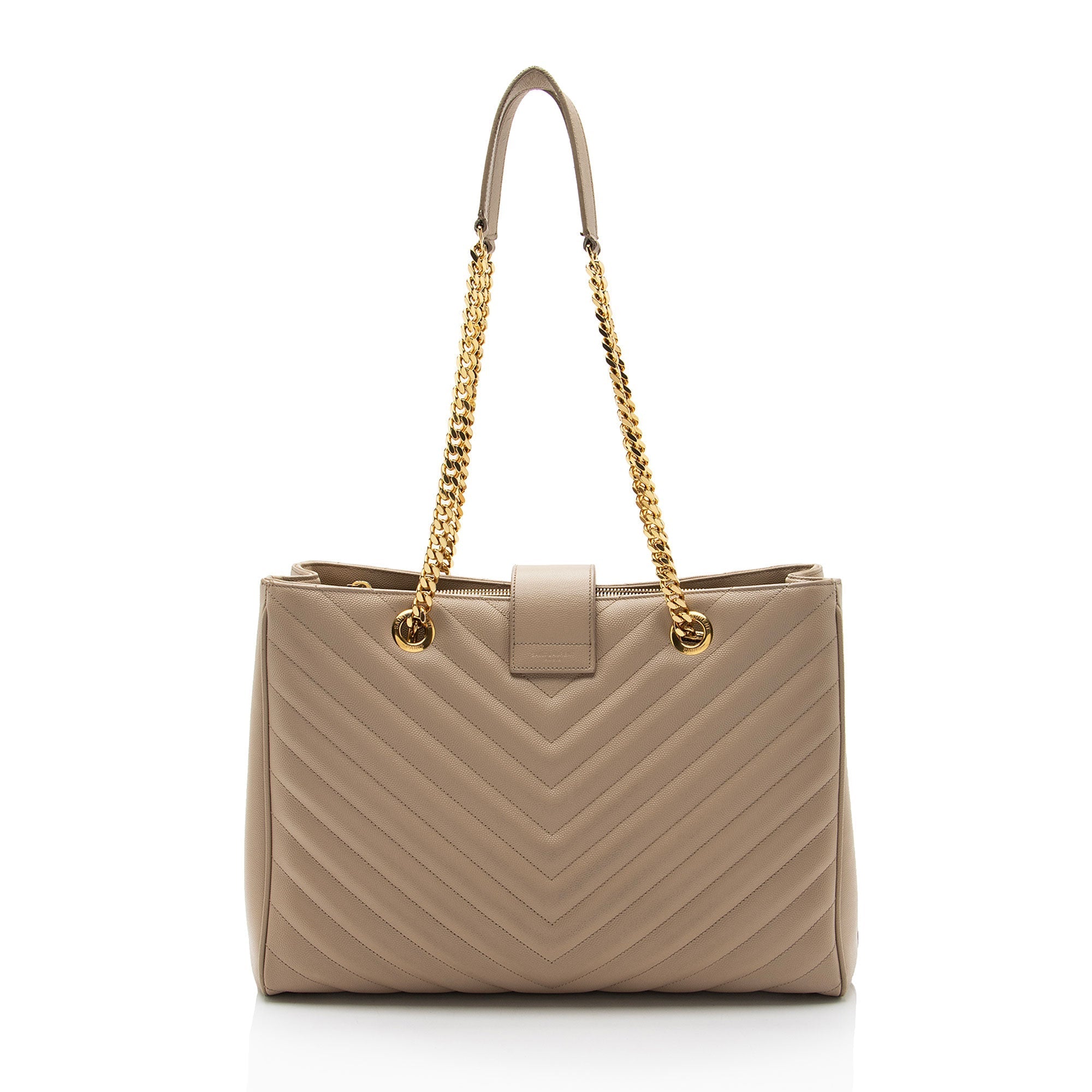 Saint Laurent Matelasse Grain de Poudre Monogram Chain Shopper Tote (SHF-bgDHik)