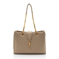 Saint Laurent Matelasse Grain de Poudre Monogram Chain Shopper Tote (SHF-bgDHik)