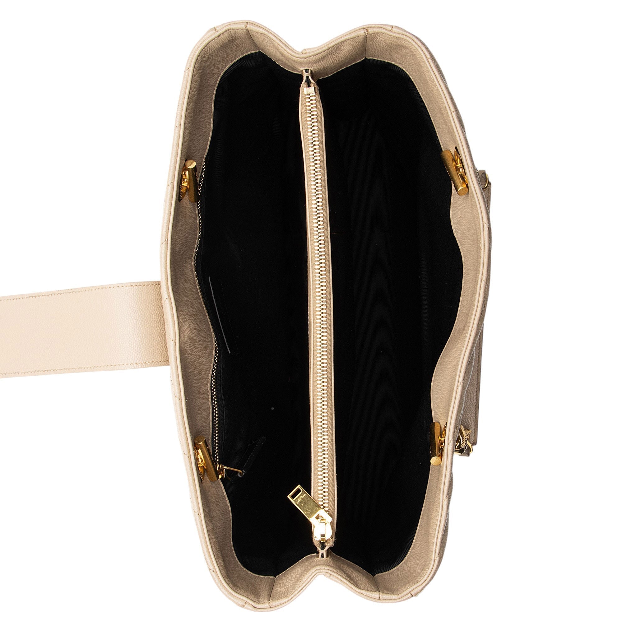 Saint Laurent Matelasse Grain de Poudre Monogram Chain Shopper Tote (SHF-bgDHik)