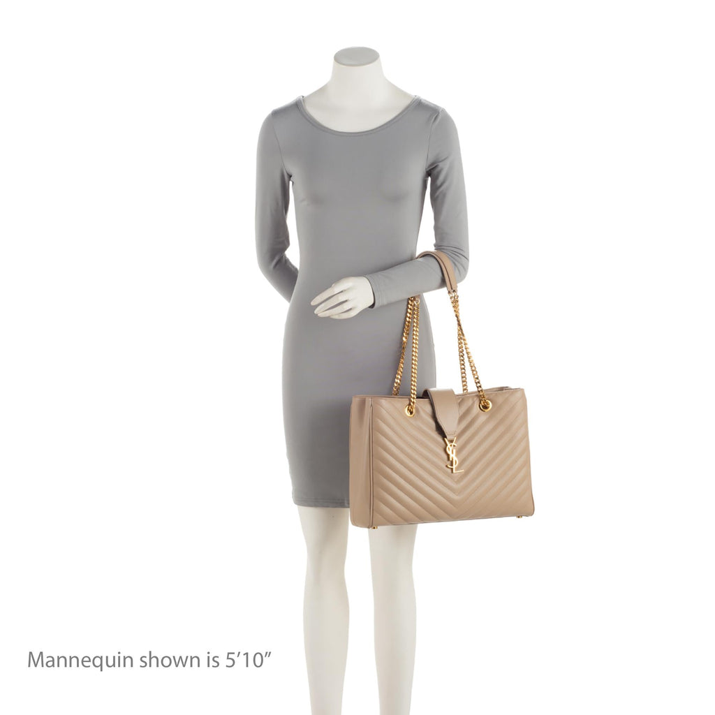 Saint Laurent Matelasse Grain de Poudre Monogram Chain Shopper Tote (SHF-bgDHik)