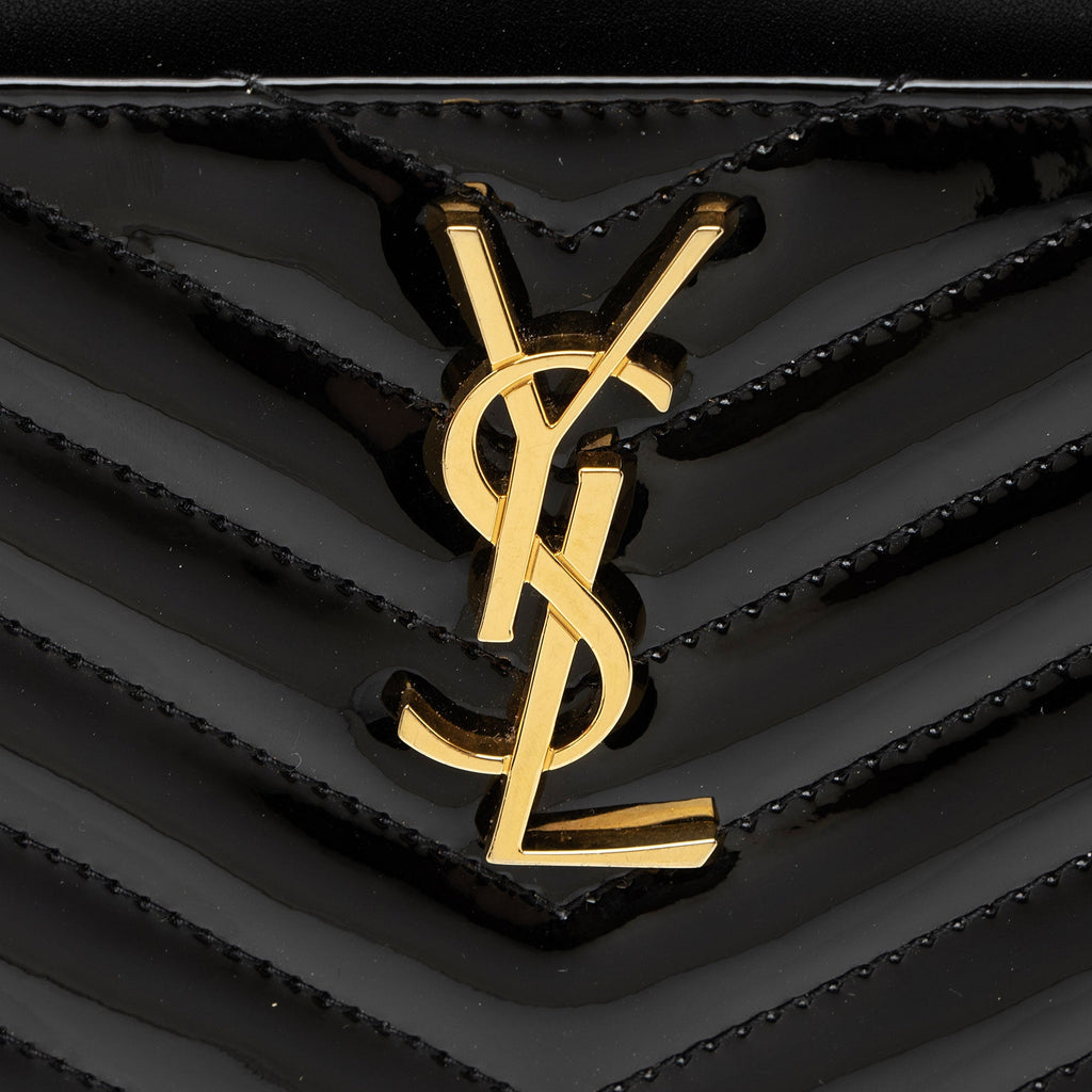 Saint Laurent Matelasse Patent Leather Monogram Bill Pouch